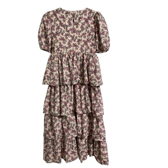 AUREUM Floral Tiered Puff Sleeves Maxi Dress size Small* - Picture 2 of 12